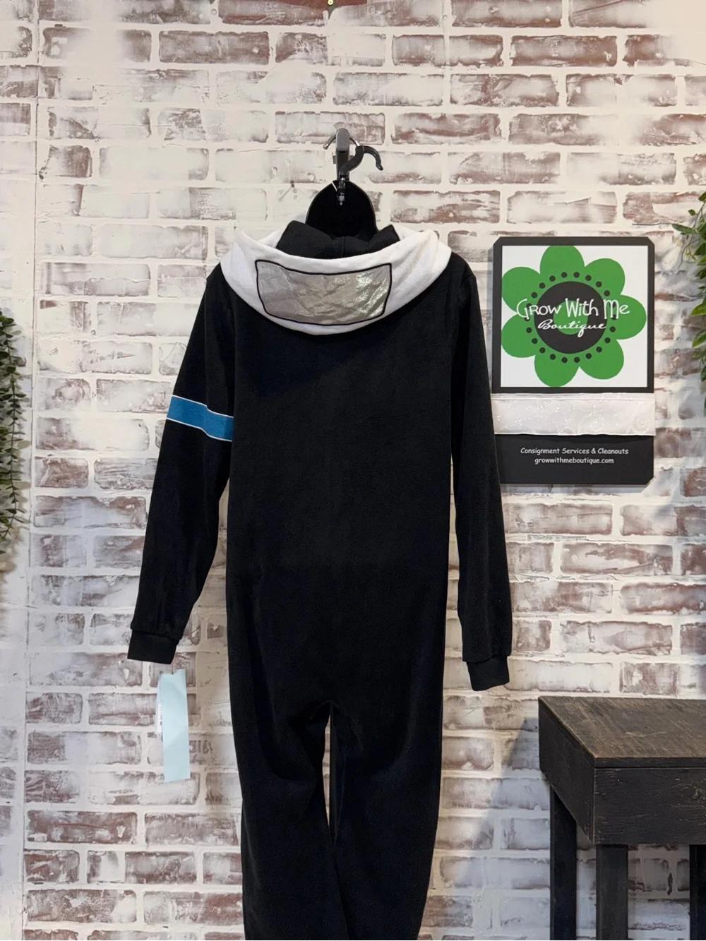 Cat & Jack Black Hooded Space Patch Pajama Set with Blue & Yellow Details